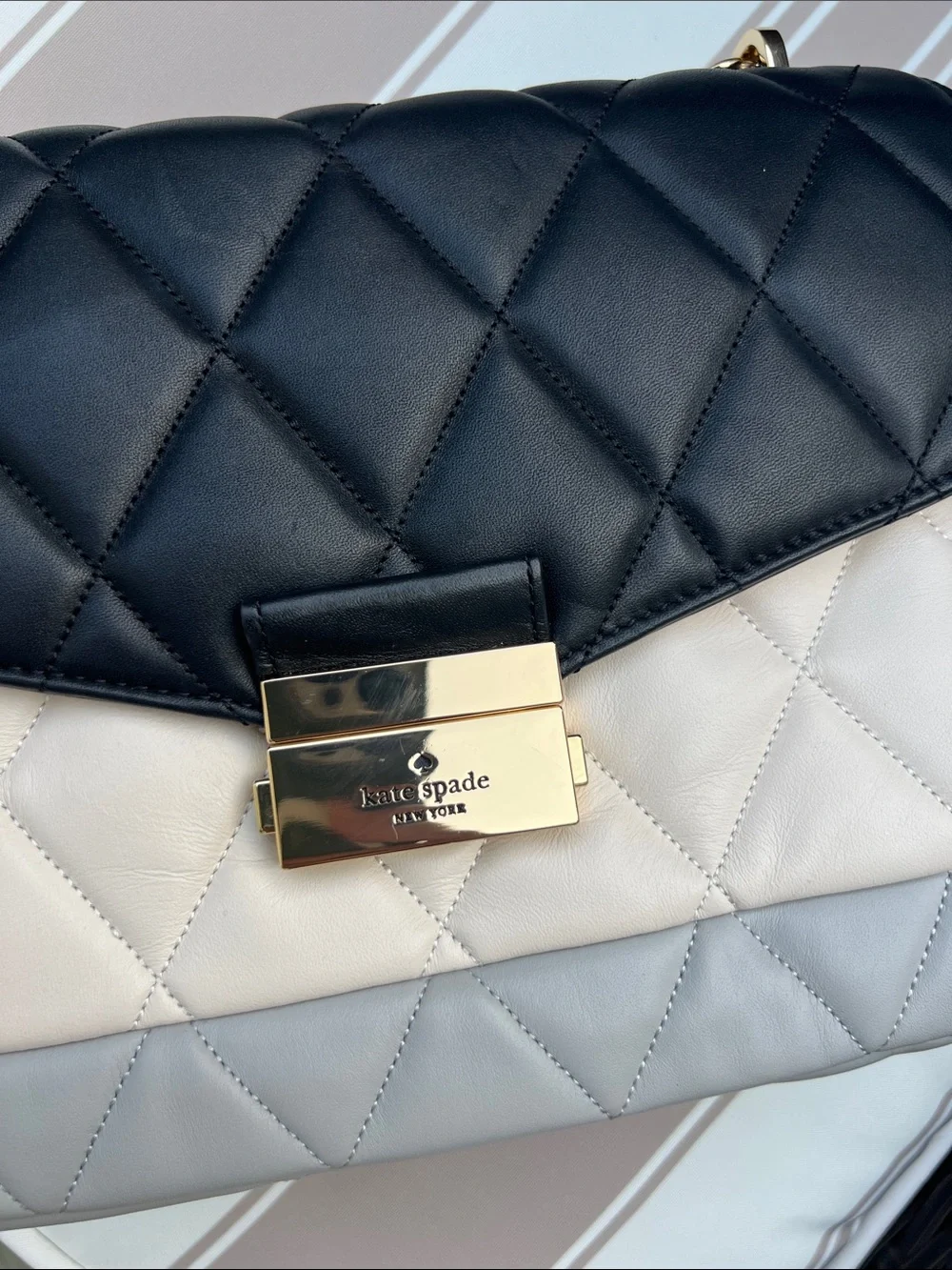 kate spade Two-Tone Quilted Crossbody Bag in Black, Cream, Gray